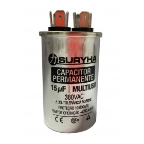 CAPACITOR DE FASE 15 UF 380 VAC C/ TERM