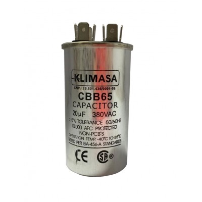 CAPACITOR DE FASE 20 UF 380 VAC C/ TERM