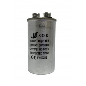 CAPACITOR DE FASE 40 UF 380 VAC C/ TERM