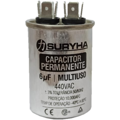 CAPACITOR DE FASE 06 UF 440 VAC C/ TERM.( MOTOR VENT. UNID. ESM)