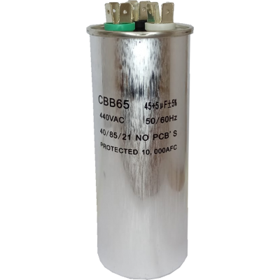 CAPACITOR DUPLO 45 + 5 UF 380 VAC C/ TERM