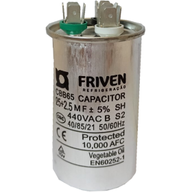 CAPACITOR DUPLO 25 + 2,5 UF 380 VAC C/ TERM.