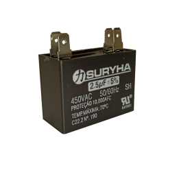 CAPACITOR QUADRADO 2,5 UF 450 VAC C/ TERMINAL DUPLO