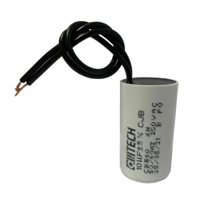 CAPACITOR DE FASE 10 UF 250 VAC C/ CABO