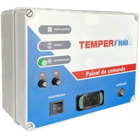 QUADRO COMANDO P/ RESFRIADOS TRIFÁSICO 1 A 1,5 HP 220V C/ RELE FALTA DE FASE C/ CONTROLADOR FULL GAUGE