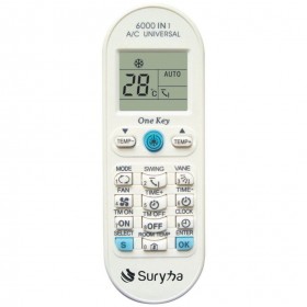 CONTROLE REMOTO P/ AR CONDICIONADO UNIVERSAL 6000 EM 1 C/ CONFIGURAÇÃO AUTOMÁTICA SURYHA