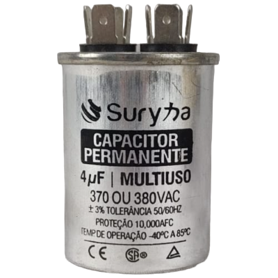 CAPACITOR DE FASE 4 UF 380 VAC C/ TERM