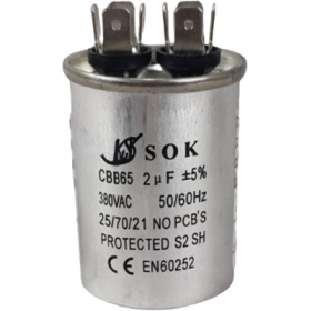 CAPACITOR DE FASE 2 UF 380 VAC C/ TERM