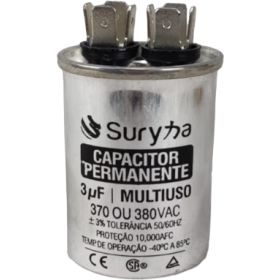 CAPACITOR DE FASE 3 UF 380 VAC C/ TERM