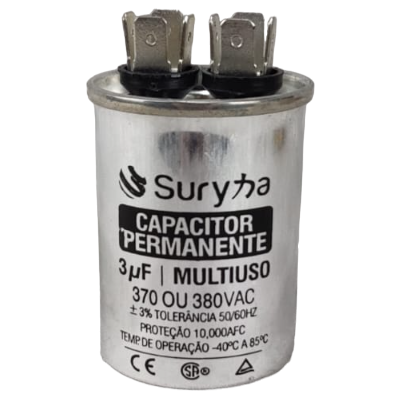 CAPACITOR DE FASE 3 UF 380 VAC C/ TERM