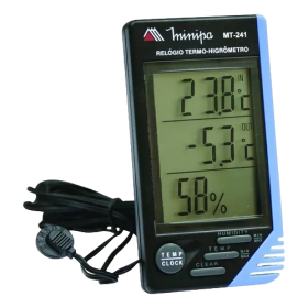 TERMOHIGRÔMETRO DIGITAL (MEDE TEMPERATURA INTERNA, EXTERNA E UMIDADE RELATIVA) MINIPA MT241