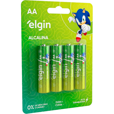 PILHA ALCALINA AA BLISTER COM 4 PEÇAS ELGIN