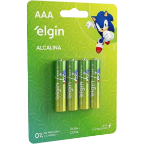 PILHA ALCALINA AAA BLISTER COM 4 PEÇAS ELGIN